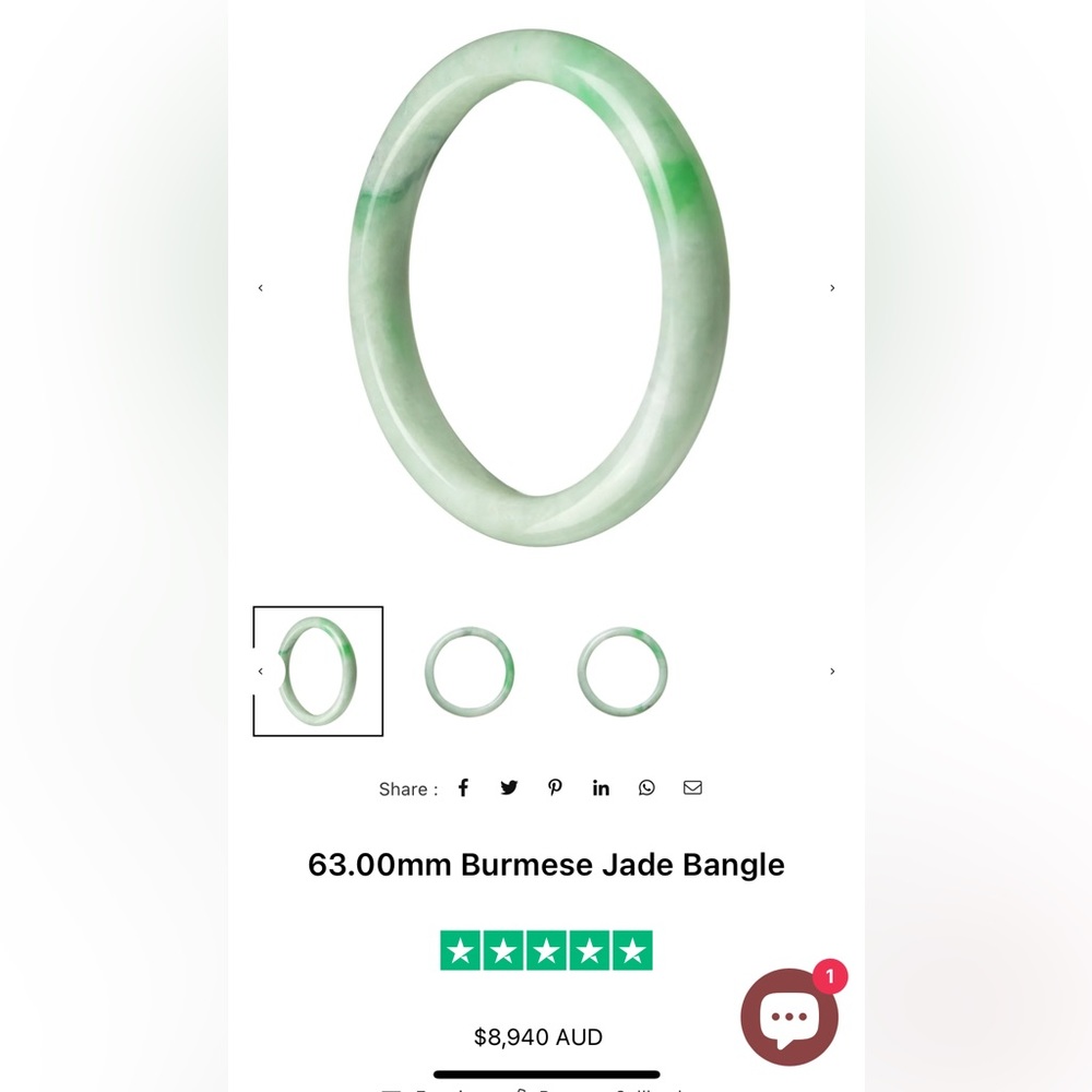 Authentic A Grade 100% Natural Jade Bangle 💚New 💚 ref. #21300 - Picture 5 of 5